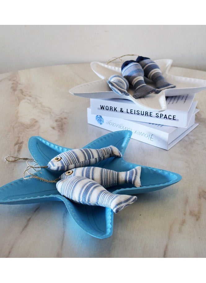 Mediterranean  Starfish Plate Tray Coastal Decorative Tray for Coffee Table, Living Room, Dining Room, and Storage