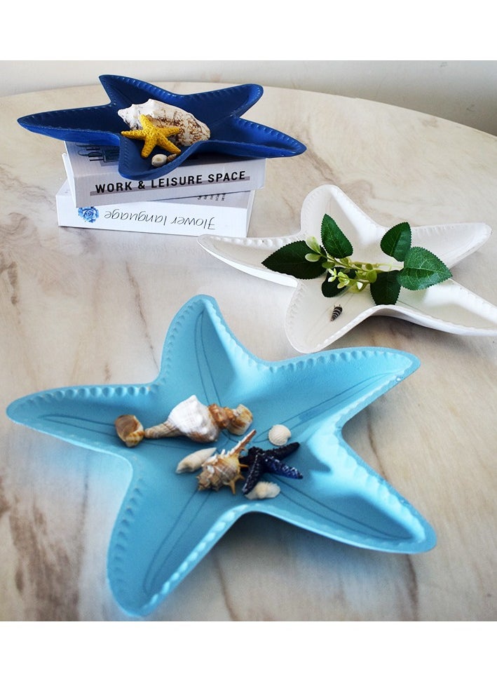Mediterranean  Starfish Plate Tray Coastal Decorative Tray for Coffee Table, Living Room, Dining Room, and Storage