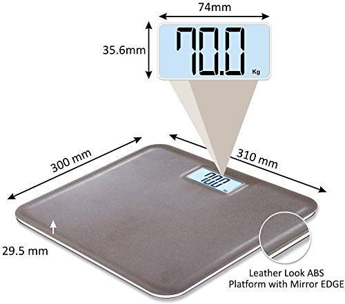 CROWN Elite Leather Look Fiber Body Digital Human Weighing Scale, 180kg (Brown) - Image 3