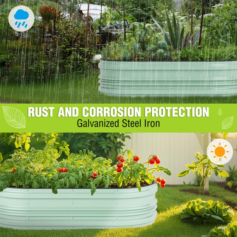 WORKPRO 2PK 4x2x1ft Galvanized Raised Garden Bed Set, Rust & Corrosion Protection, Easy Assembly, Safe Edge, Ideal for Vegetables & Flowers, Light Green - Image 4