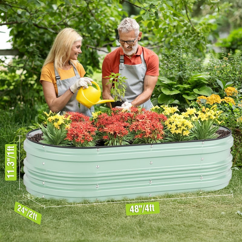WORKPRO 2PK 4x2x1ft Galvanized Raised Garden Bed Set, Rust & Corrosion Protection, Easy Assembly, Safe Edge, Ideal for Vegetables & Flowers, Light Green - Image 2