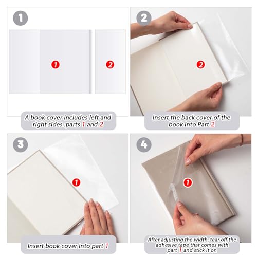 ReliThick 100 Pack Adjustable Clear Book Covers Fits Books with 9.25 x 15 Inches, Plastic Waterproof Sleeve for Textbooks Paperbacks, with Self Adhesive Closure, Against Dust, Wear Book Protector - Image 4