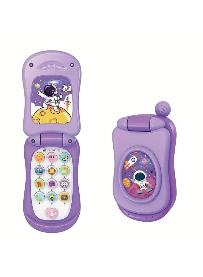 هاتف موسيقي تفاعلي أرجواني للفضاء مع 3 موضوعات للأطفال الصغار - Image 1