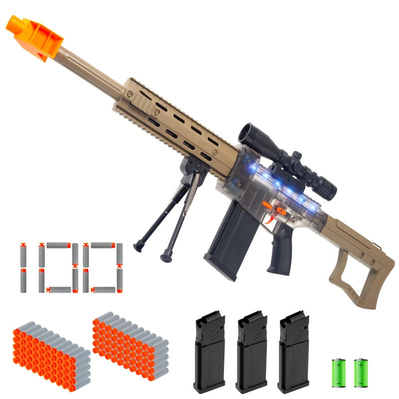 ALLROAD Realistic Toy Gun for Nerf Guns Darts Electric Sniper Rifle Automatic Foam Blaster with Scope 100 Soft Bullets 3 Magazine for Kid Boy Ages 612 Years Old Indoor Outdoor Game for Adult Child Desert - Image 3