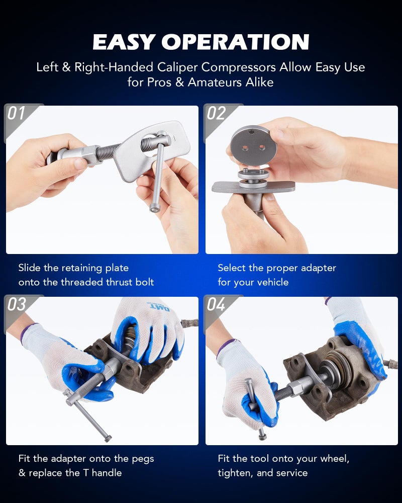 Orion Motor Tech 32pc Dual Brake Tools, 2 in 1 Disc Brake Caliper Tool Set and Drum Brake Tool Kit, Brake Caliper Tool and Brake Drum Tool with Brake Spring Tool Pliers Installer Remover Adjuster - Image 3