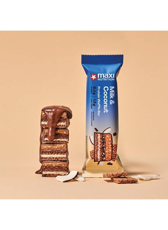 Maxi Nutrition Milk & Coconut Protein Waffle Bar | With 8.7g Protein | Low Sugar Per Serving | No Artificial Colour & Flavor Added (Pack of 12 x 40g Each) - Image 4
