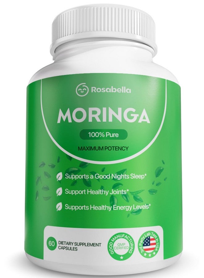 Rosabella Rosabella Moringa Capsules - Pure Moringa Powder, Energy, Skin, Immune & Gut Health Superfood, Rich in Antioxidants, Essential Vitamins & Amino Acids, Natural Green Superfood Supplement - 60 Count  - Image 1