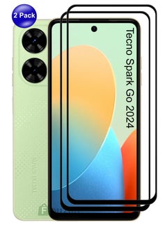 Tecno Spark Go 2024 -  2 Pack Tempered Glass Screen Protector - Delicate Touch , Higher Transparency , Easy to Install ,Anti-scratch and Bubble-free Screen Protector - Black