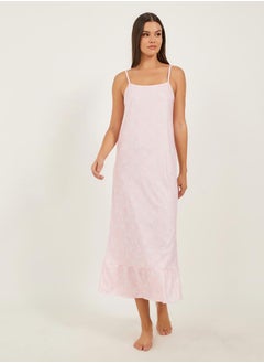 Styli Printed Strappy Ruffled Hem Slip Dress  - Image 1