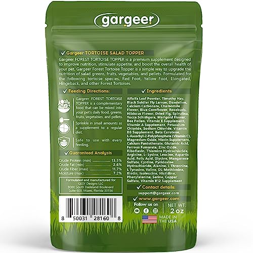 Gargeer 2oz Forest Tortoise Food Supplement, Flower Salad Mix Topper. Supercharge Juveniles & Adults Appetite, Health & Immune System. Complete Diet, Rich with Vitamins, Made in The USA. Enjoy! - Image 2