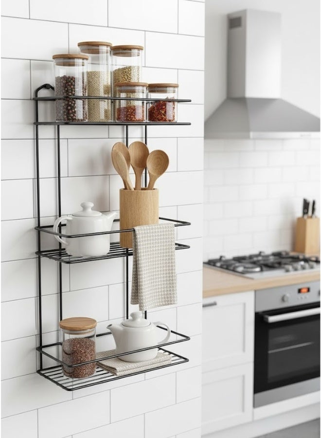 هابي هوم ركنة حمام 3 دور من الستانلس المقاوم للصدأ – 3 رف لتخزين الشامبو والصابون وأدوات الاستحمام،أنيق مقاس 55×30 سم، مناسبة للحمام والمطبخ، لون أسود فاخر - Image 2