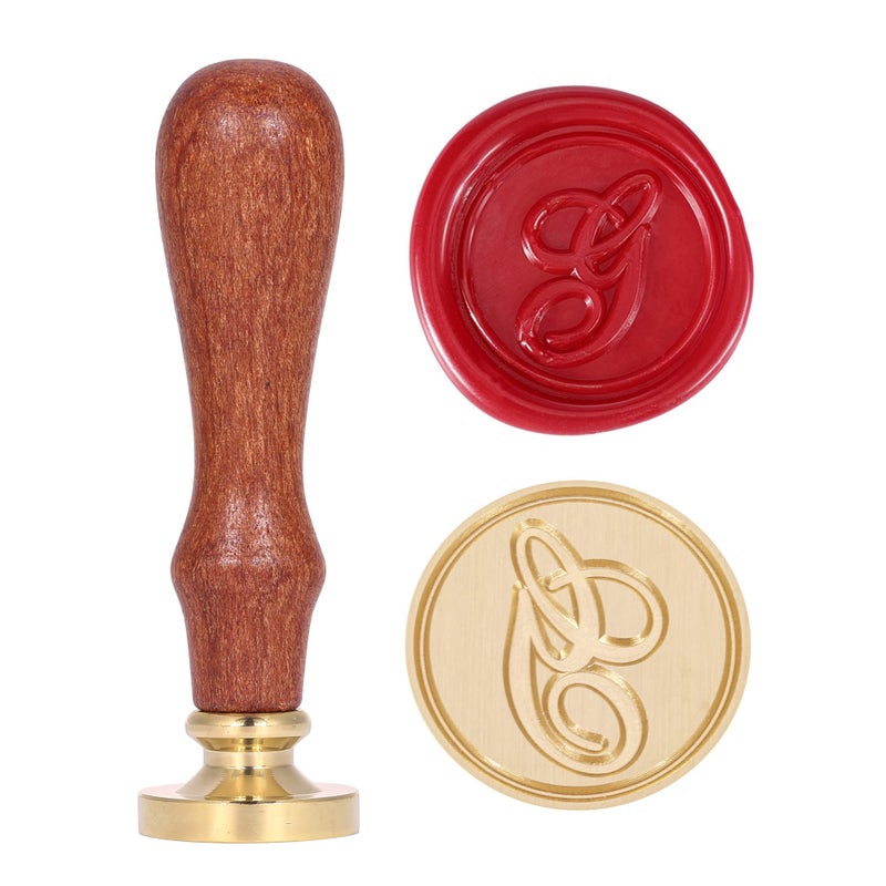 Letter G Wax Seal Stamp Yoption Vintage Retro Brass Head Wooden Handle Alphabet Letter G Classic Sealing Wax Seal Stamp G