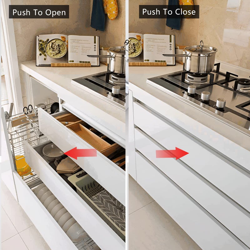Redunest Double Push to Open Door Latch, 2 Pack Magnetic Push Latches, Adhesive Heavy Duty Touch Latch Hardware for Push to Open, Magnetic Catch for Cabinet Drawer Wardrobe Kitchen Door - Image 5
