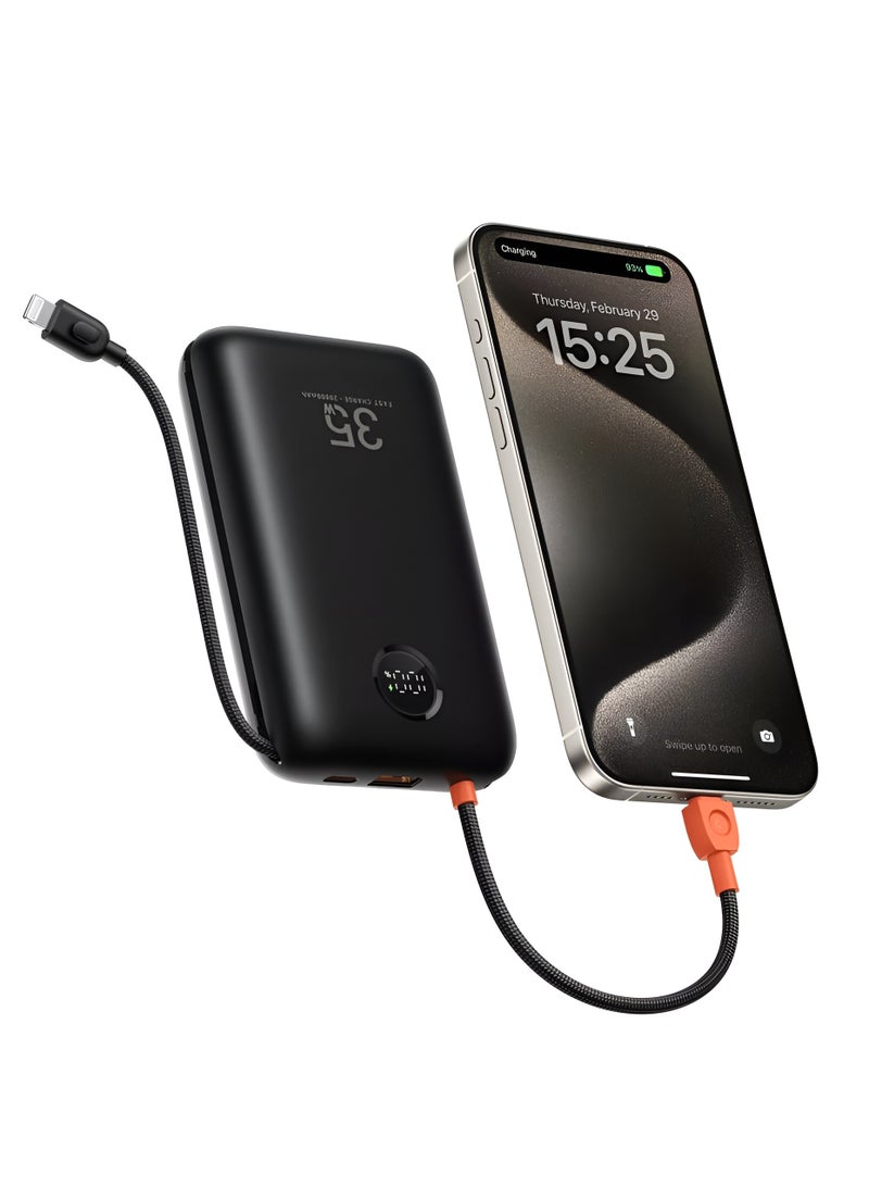 VEGER 20000mAh Power Bank 35W Fast Charging Portable Charger with Built-in Type-C and iPhone Cables and LED Display - Image 2