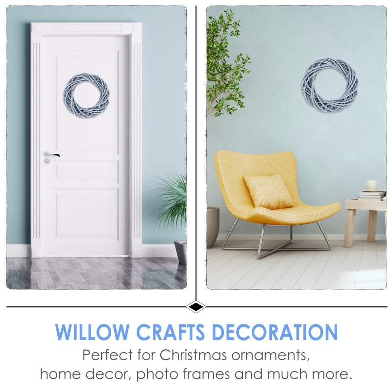 3 pcs DIY Willow Rattan Garland Natural Wreath Rattan Home Garland Decor (Gray) - Image 2