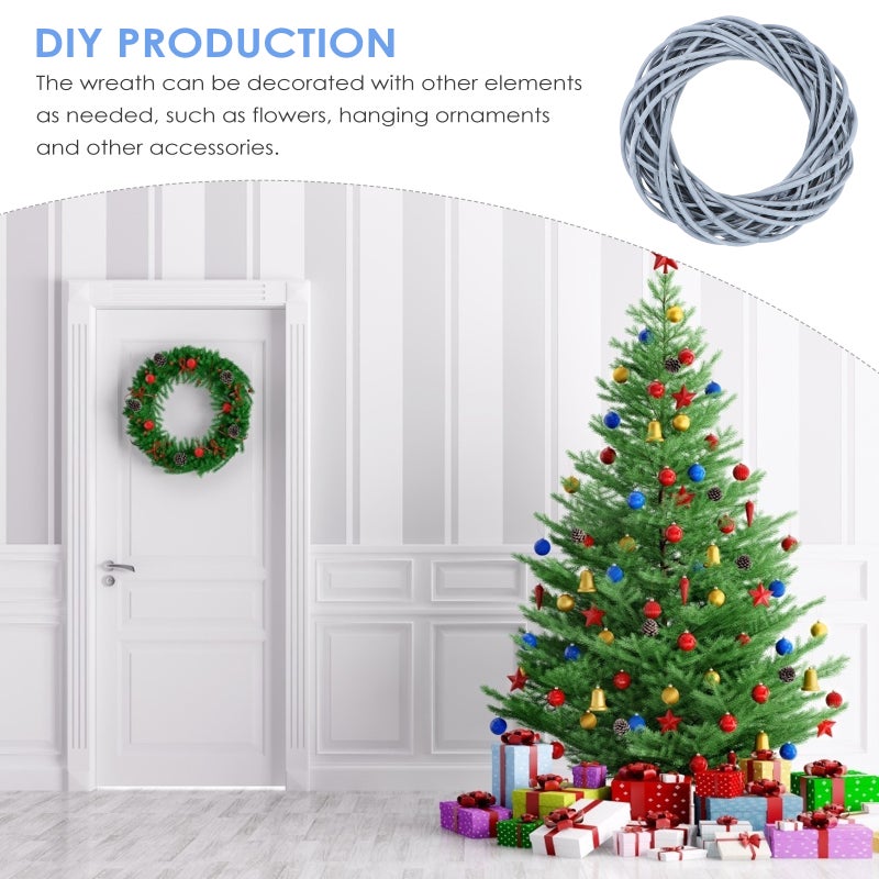 3 pcs DIY Willow Rattan Garland Natural Wreath Rattan Home Garland Decor (Gray) - Image 3