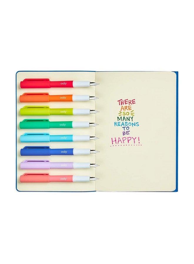 Ooly Color Write Colorful Fountain Pens Fountain Pen Pack Of 8 Colored Ink Fountain Pens That Use Refillable Ink Cartridges Fine Fountain Tip Pens For Calligraphy Drawing Handlettering - Image 3