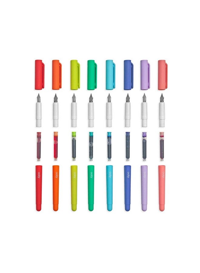 Ooly Color Write Colorful Fountain Pens Fountain Pen Pack Of 8 Colored Ink Fountain Pens That Use Refillable Ink Cartridges Fine Fountain Tip Pens For Calligraphy Drawing Handlettering - Image 4