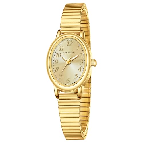 VTAIGE Gold Watches for Women, Dainty Analog Womens Watch, Waterproof Ladies Watches with Small Oval Case and Stainless Steel Expansion Band, Elegant Christmas & Birthday Gift for Her - Image 1
