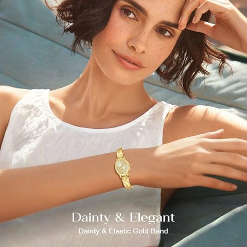 VTAIGE Gold Watches for Women, Dainty Analog Womens Watch, Waterproof Ladies Watches with Small Oval Case and Stainless Steel Expansion Band, Elegant Christmas & Birthday Gift for Her - Image 4