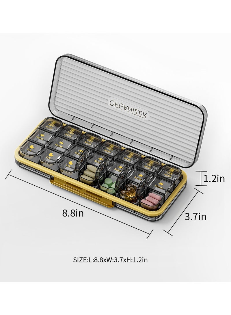 21 compartment Medicine Storage Box, One Week Pill Box, Portable For Travel Use（black） - Image 2