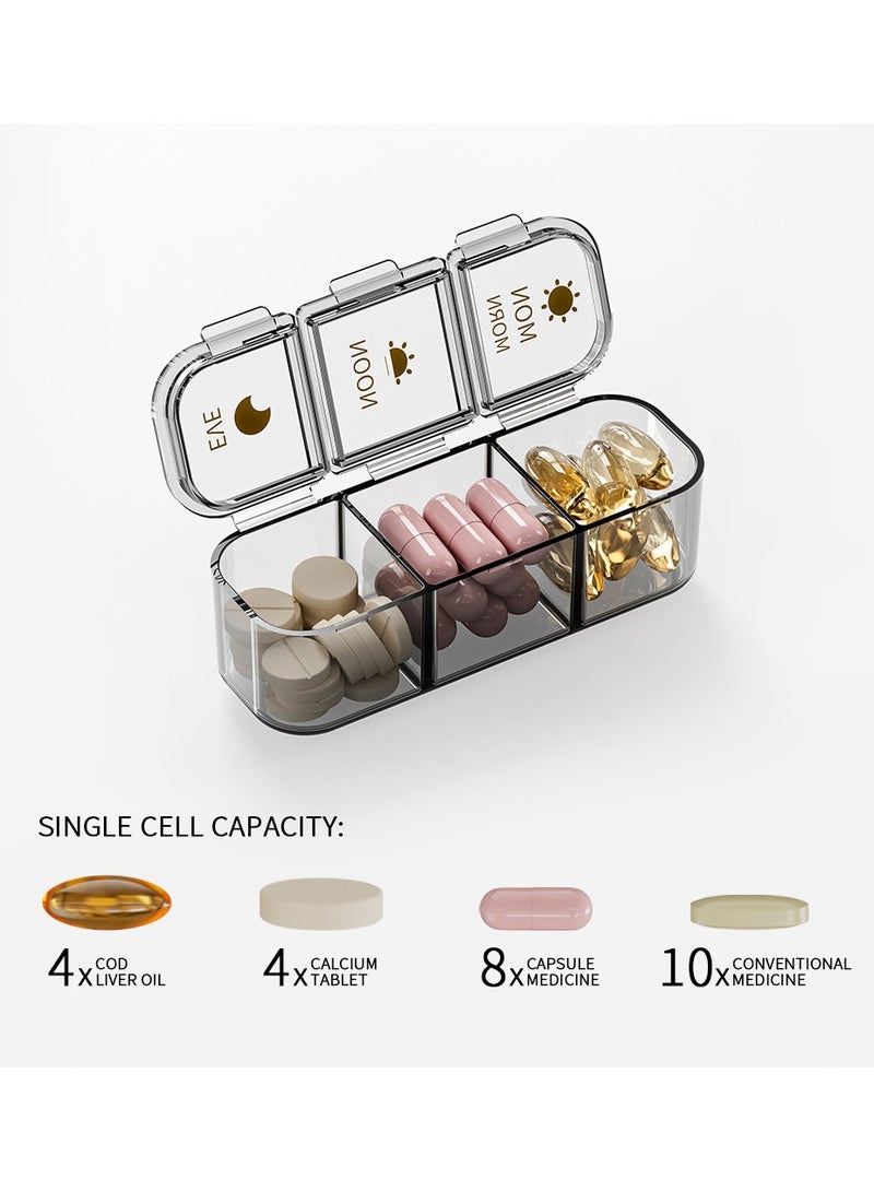 21 compartment Medicine Storage Box, One Week Pill Box, Portable For Travel Use（black） - Image 4