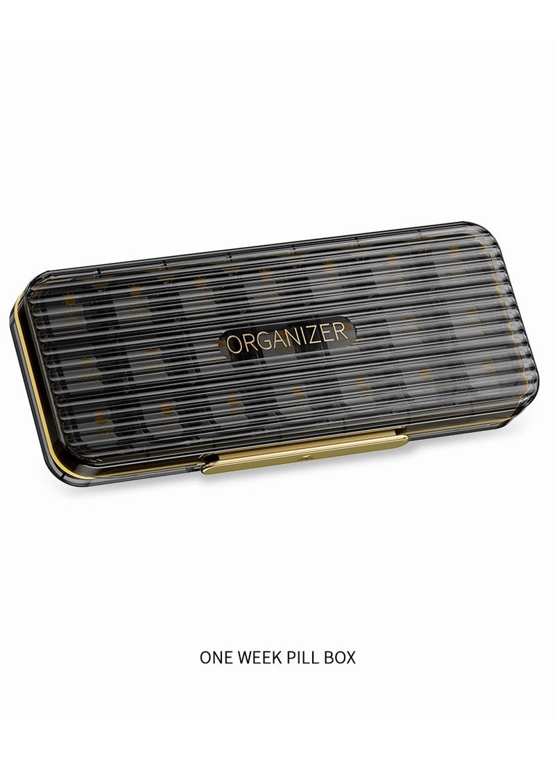 21 compartment Medicine Storage Box, One Week Pill Box, Portable For Travel Use（black） - Image 3