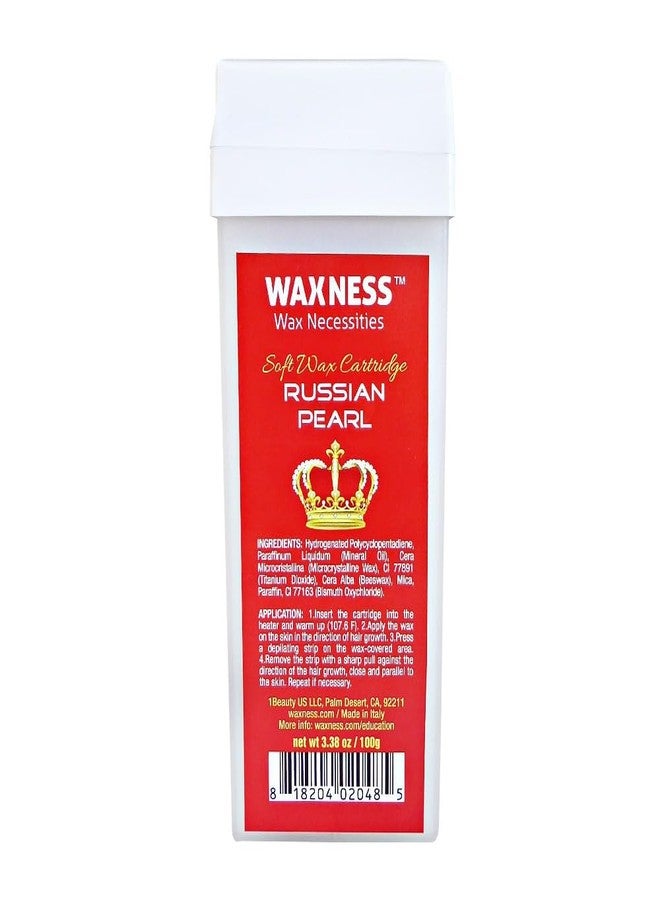 Waxness Russian Pearl Soft Wax Cartridge 3.38 oz (100 g) – Rosin-Free Soft Wax Roll-On with Creamy Texture and Skin Visibility, Professional Use – Made in Italy - Image 1