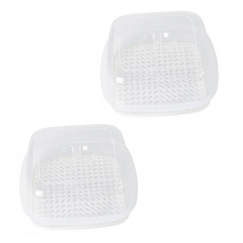 2pcs White PP Microwave Steamer Basket Set For Vegetables Dumplings Healthy Cooking - Image 2