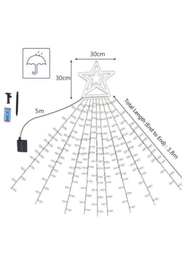 Solar Power Star String Lights,320 LED 11.5 ft Waterproof Waterfall Tree Lights with Star Topper - pzsku/ZE1F5A24A75FC396ED200Z/45/_/1700639879/8ef8c7c9-1362-45a7-b1ab-21afced42c02