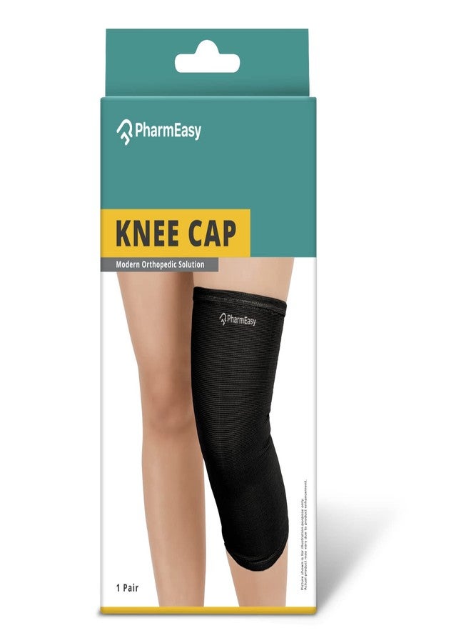 PharmEasy Knee Cap for Knee Support, Extremely Comfortable, Supports Mobility, Blood Circulation, Knee Joints and, Boosts Performance at Gym (XXL, Black) - Image 1