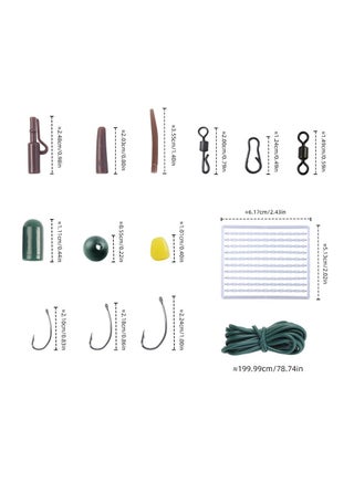 Pack of 173 Carp Fishing Tackle Kit in Box Fishing Swivels Snaps Rubber Anti Tangle Sleeves Hook Stop Beads Fishing Accessories - view 3