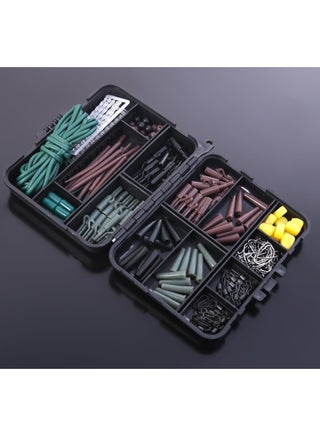 Pack of 173 Carp Fishing Tackle Kit in Box Fishing Swivels Snaps Rubber Anti Tangle Sleeves Hook Stop Beads Fishing Accessories - view 5