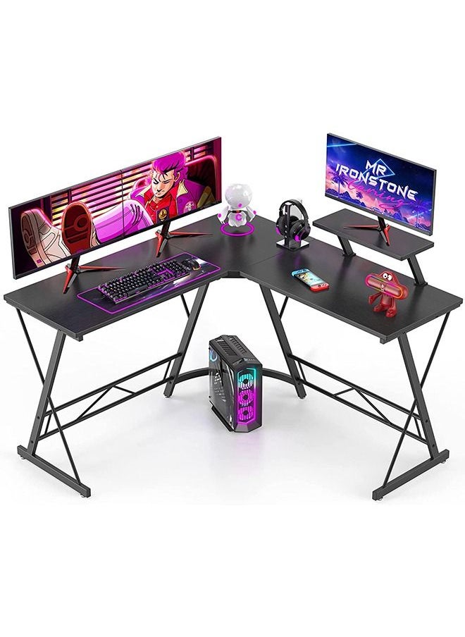 CityRiya-Long - L Shaped Gaming Desk Computer Desk Table Home Office Writing Workstation with Large Monitor Stand Space-Saving and Easy to Assemble - Image 1