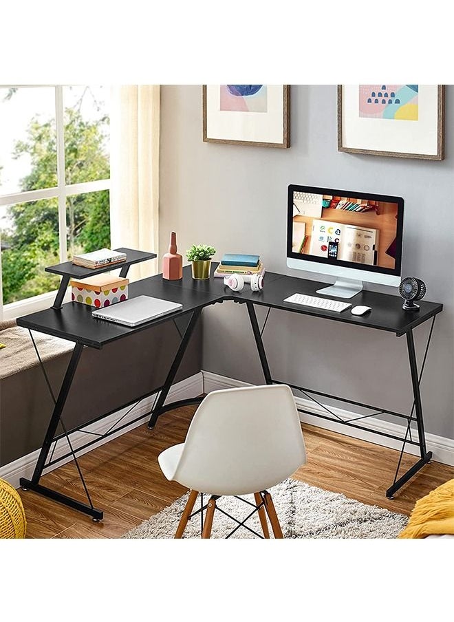 CityRiya-Long - L Shaped Gaming Desk Computer Desk Table Home Office Writing Workstation with Large Monitor Stand Space-Saving and Easy to Assemble - Image 1