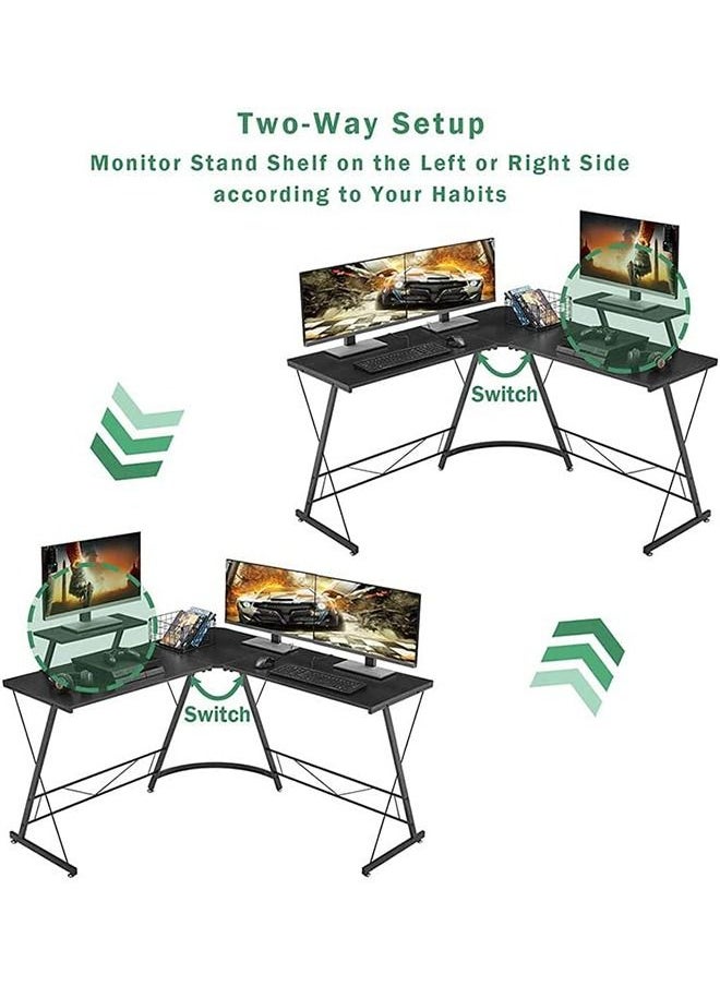 CityRiya-Long - L Shaped Gaming Desk Computer Desk Table Home Office Writing Workstation with Large Monitor Stand Space-Saving and Easy to Assemble - Image 1