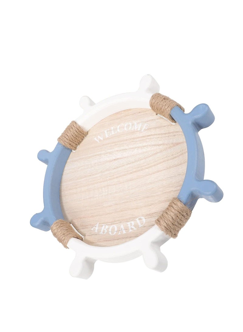 Coffee Table Tray, Wood Serving Tray for Coffee Table, Round  Wooden Decorative Tray, Boat Steering Wheel Shape Storage Tray, Mediterranean Style Tray, for Living Room Decor,  Housewarming Gift - Image 4