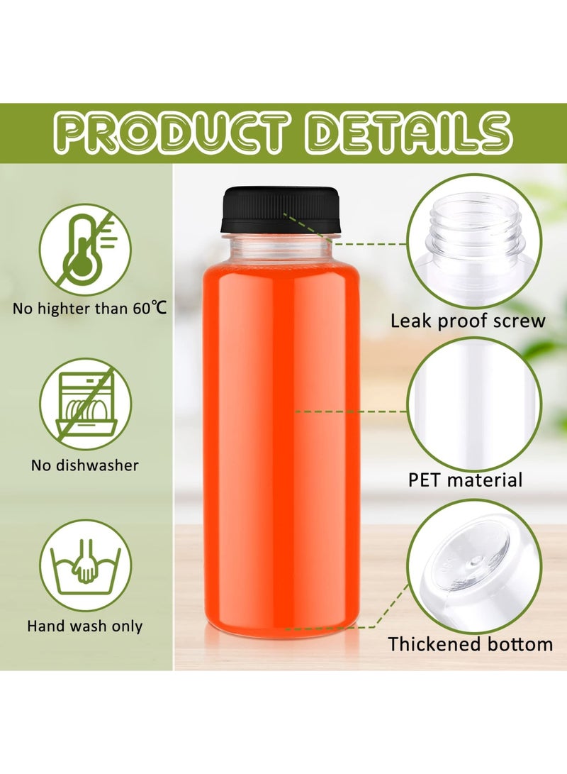 SYOSI Disposable Bulk Drink Bottles, 20 Pack Clear Pet Plastic Juice Bottles with Black Lids, Round Small Empty Bulk Beverage Plastic Smoothie Bottles Ideal for Juice, Milk, (10oz, 300ml) - Image 4