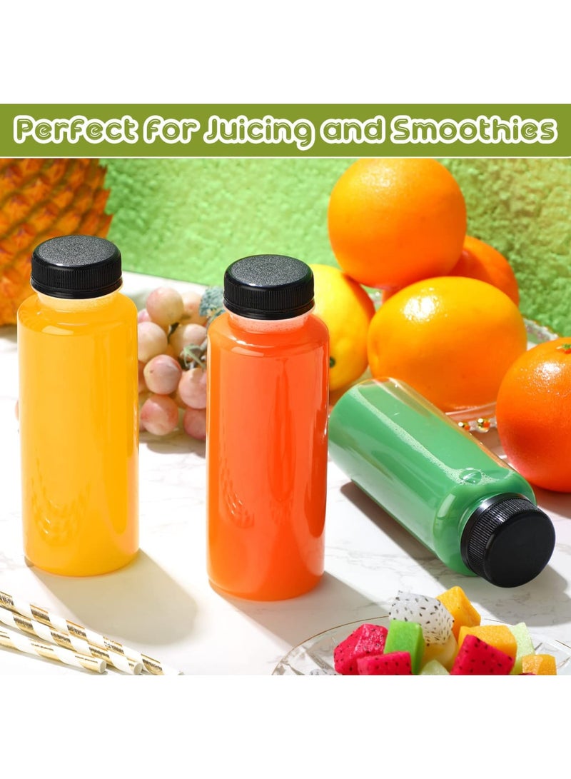 SYOSI Disposable Bulk Drink Bottles, 20 Pack Clear Pet Plastic Juice Bottles with Black Lids, Round Small Empty Bulk Beverage Plastic Smoothie Bottles Ideal for Juice, Milk, (10oz, 300ml) - Image 2