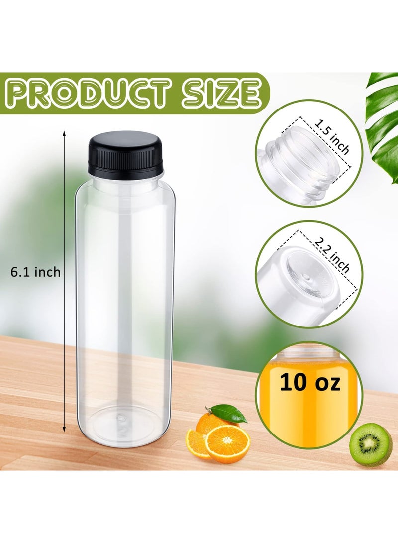 SYOSI Disposable Bulk Drink Bottles, 20 Pack Clear Pet Plastic Juice Bottles with Black Lids, Round Small Empty Bulk Beverage Plastic Smoothie Bottles Ideal for Juice, Milk, (10oz, 300ml) - Image 5