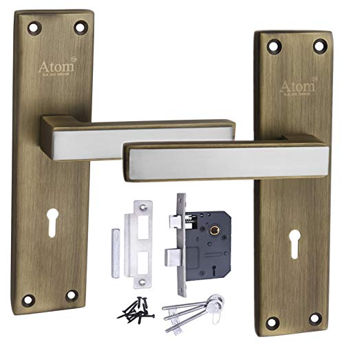 Atom Heavy Duty Mortise Door Lock for Bedroom, Living Room, Main Door, Brass Antique Finish | 3 Keys | 6 Lever Double Stage Lockset for House Hotel Office(MICROSATKY) - Image 1