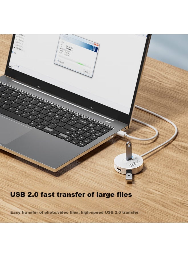 Zleue Usb Hub Splitter 2.0, 4-port Hub Expander, Laptop And Desktop Computer Multi-port Adapter, Extension Cable With Power Port, 1 Meter, E8006c - Image 3