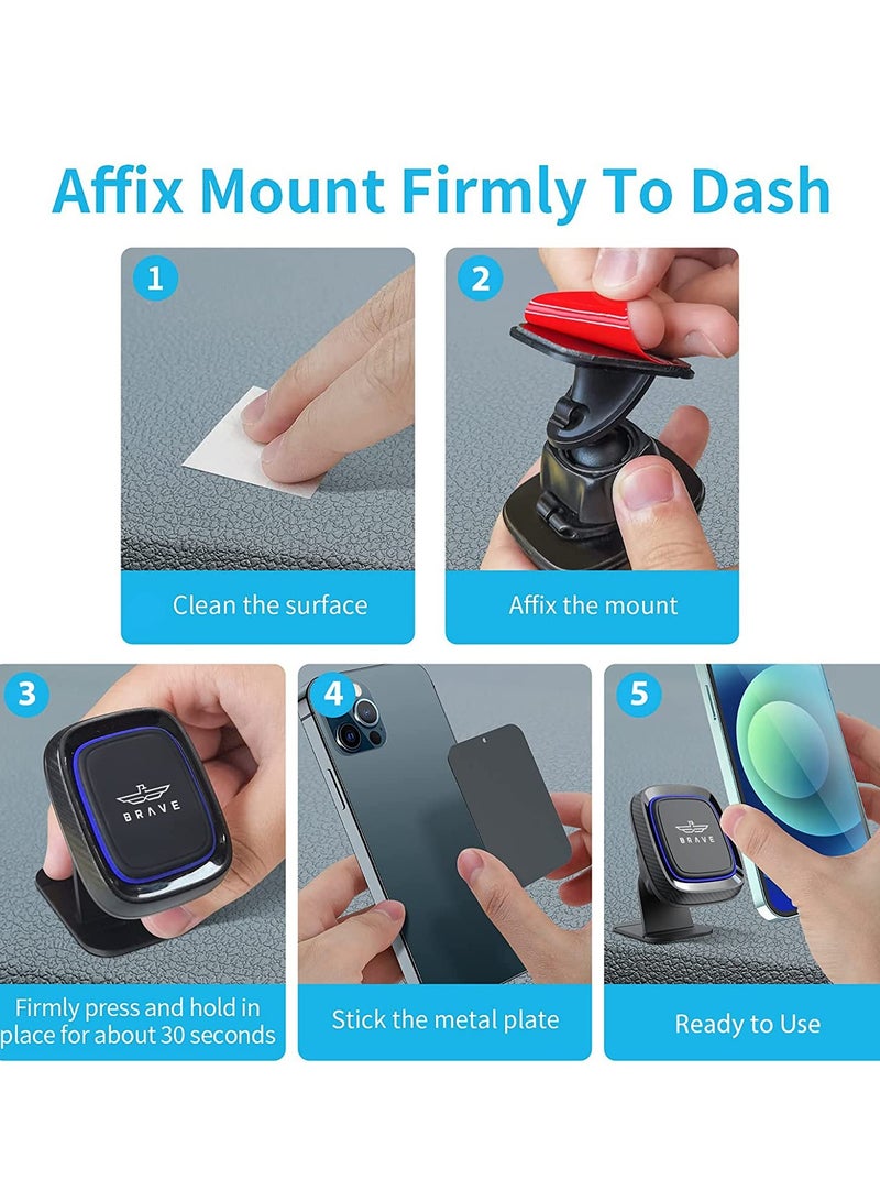 Car Phone Holder 2 in 1 Magnetic Mobile Mount Universal Air Vent and Dashboard Device Holder with Extra Strong Adhesion to all Surfaces for iPhone 13 12 11/Pro/Pro Max Samsung Galaxy and more - Image 3