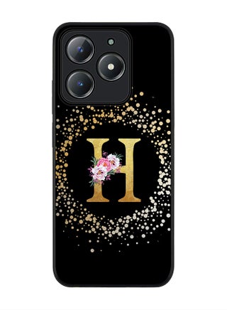 Custom Monogram Floral - H ( Black )