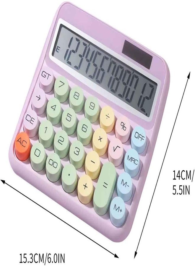 IDEA CHASERS Creative Colorful Electronic Calculator,12 Digit Large LCD Display and Big Round Buttons, Typewriter-Inspired Mechanical Key Calculator for Office, School, Homes (Multicolor) - Image 4