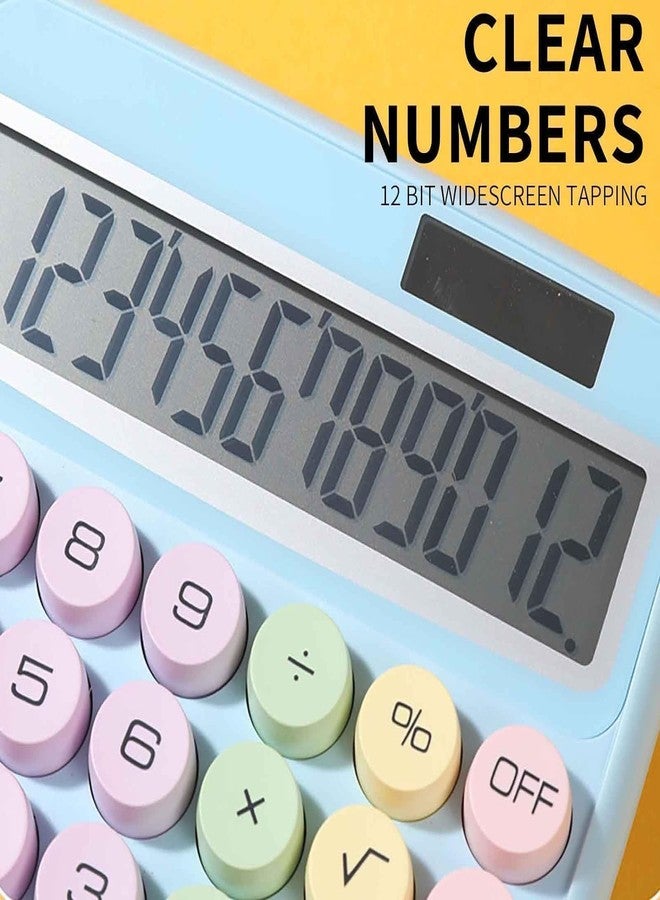 IDEA CHASERS Creative Colorful Electronic Calculator,12 Digit Large LCD Display and Big Round Buttons, Typewriter-Inspired Mechanical Key Calculator for Office, School, Homes (Multicolor) - Image 2
