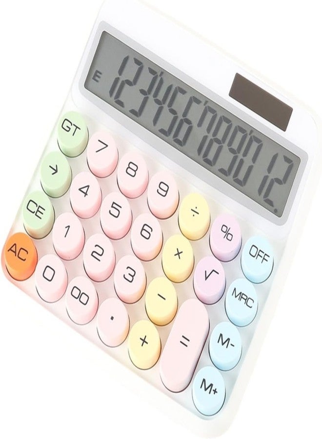 IDEA CHASERS Creative Colorful Electronic Calculator,12 Digit Large LCD Display and Big Round Buttons, Typewriter-Inspired Mechanical Key Calculator for Office, School, Homes (Multicolor) - Image 1