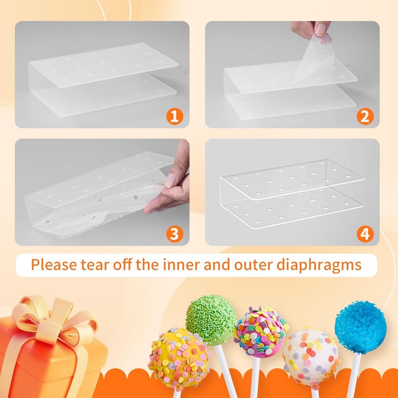 shoxil مجموعة صنع كيك بوب (Cake Pop Kit) – تشمل قالبًا واحدًا لصنع كيك بوب، وحاملين لعرض كيك بوب، و100 كيس بلاستيكي لتغليف كيك بوب، و100 عصا لوليبوب، بالإضافة إلى 100 رباط معدني دوار. - Image 3