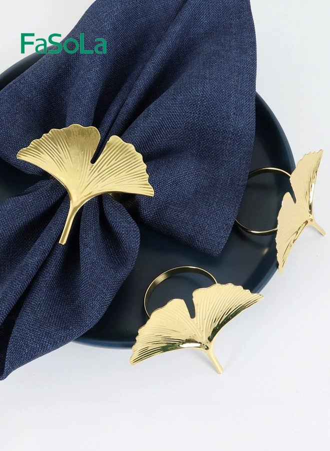 Fasola Ginkgo Biloba Napkin Rings 6 Pieces Napkin Clasps Table Decoration for Wedding Dinner Party Home Use - Image 3