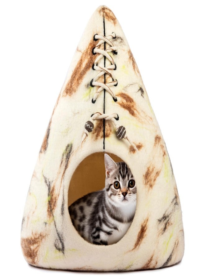 Woolygon Luxurious Merino Wool Cat Cave Bed Teepee Design - Foldable Hideaway Pod for Indoor Cats - Premium Felt Kitten Beds - Covered Cat House for Ultimate Cozy Comfort by Woolygon - Image 1